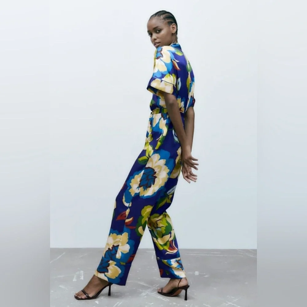 Zara‎ Belted Floral Print Jumpsuit